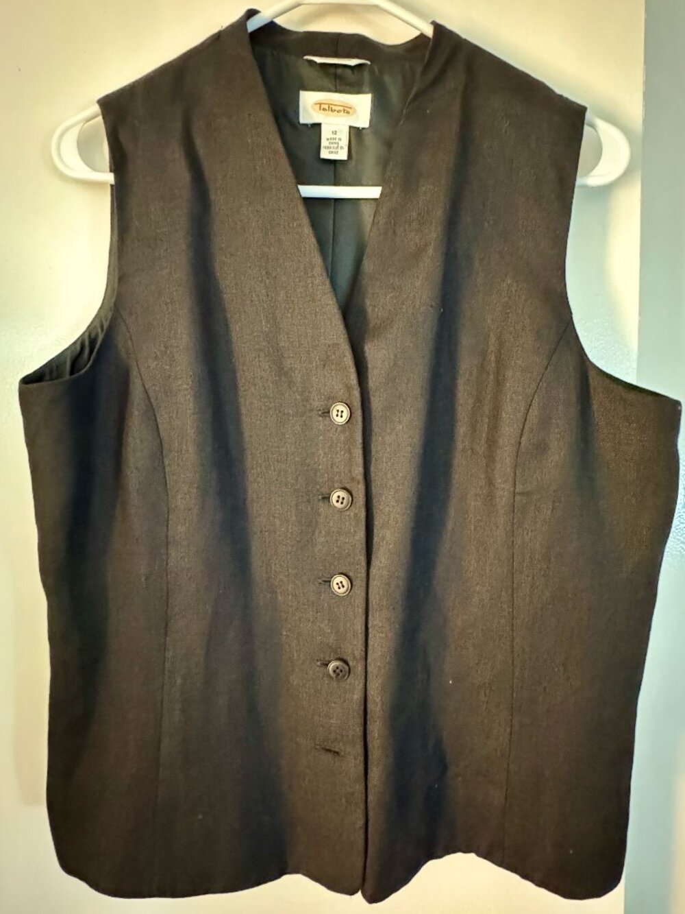 Talbots Black Linen Vest US 12